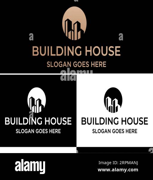 Luxus Immobilien Logo Design Gebäude, Haus, Architekt, Haus, Bau, Property Real Estate Brand Identity Template mit Immobiliensymbol Desi Stock Vektor