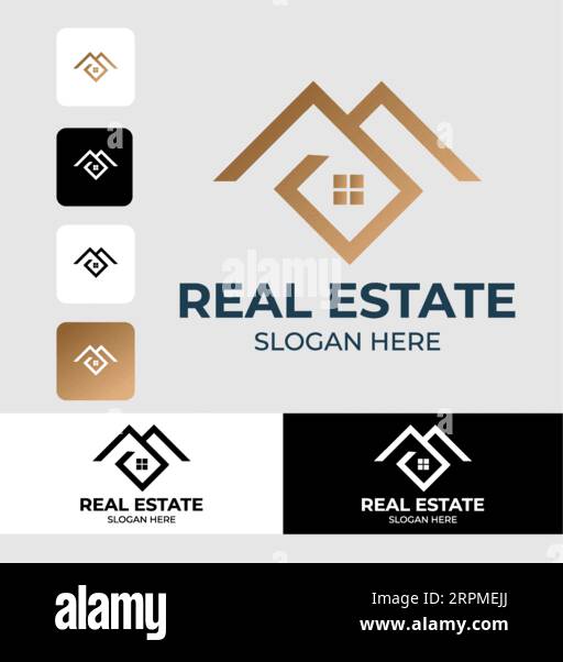 Simple Real Estate Logo Design Building, Home, Architect, House, Construction, Property Real Estate Brand Identity Template mit Immobiliensymbol Desi Stock Vektor