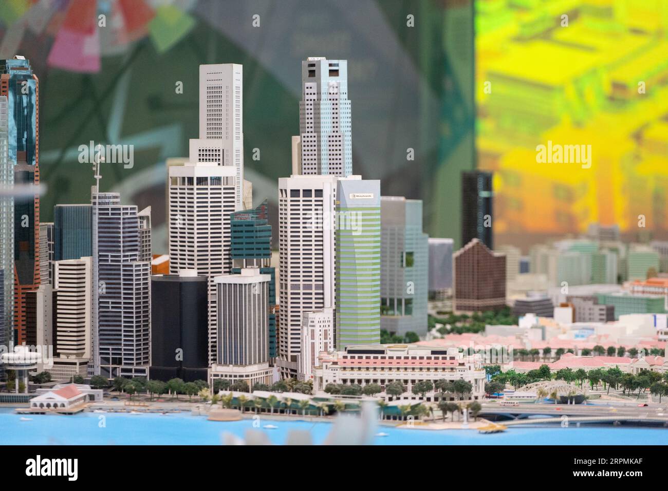 3D Sand Modell Perspektive der Stadtplanung im zentralen Geschäftsviertel von Singapur. Stockfoto