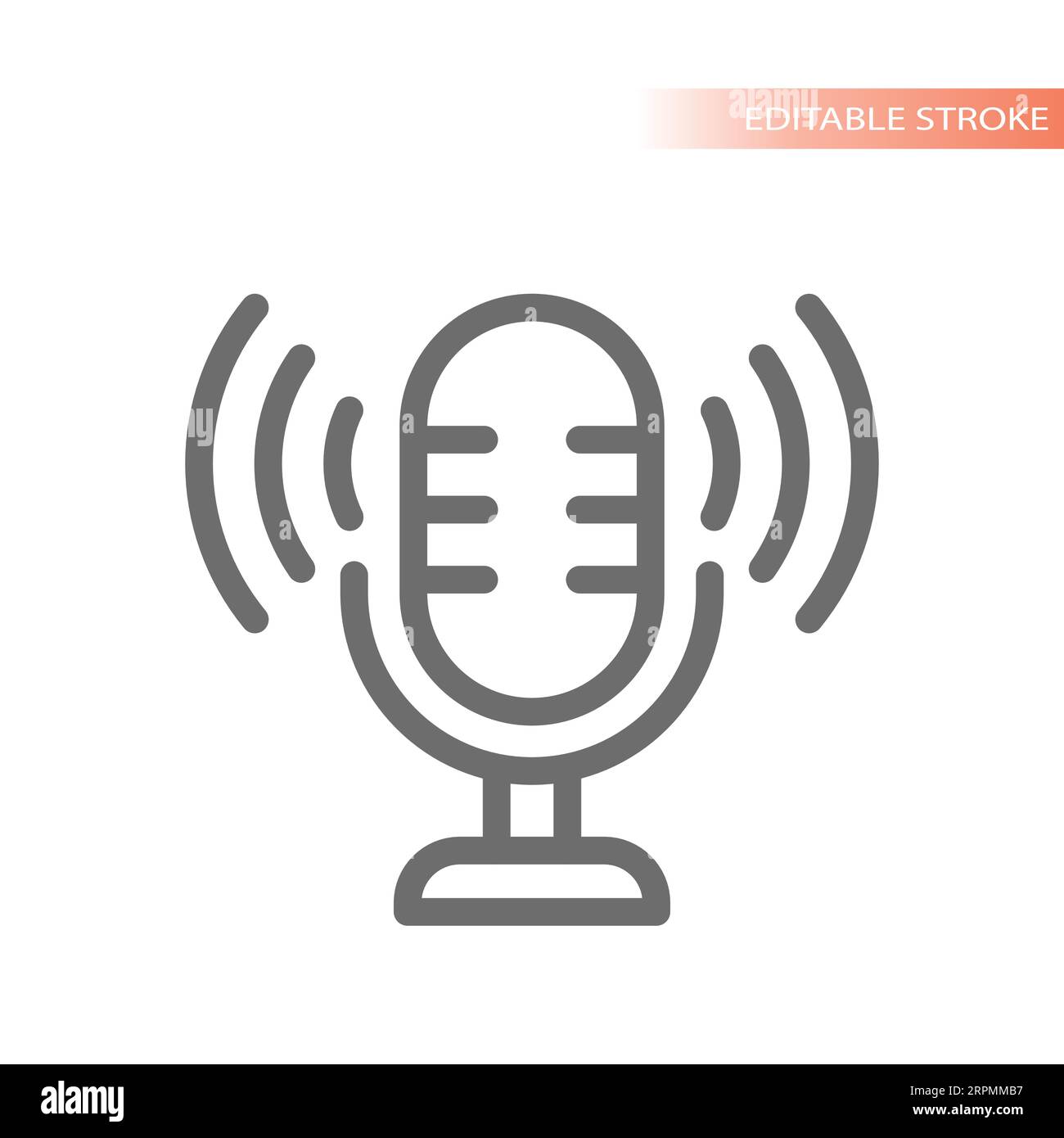 Symbol für Leitungsvektor des Podcast-Mikrofons. Streaming, Sound-Umrisssymbol. Stock Vektor