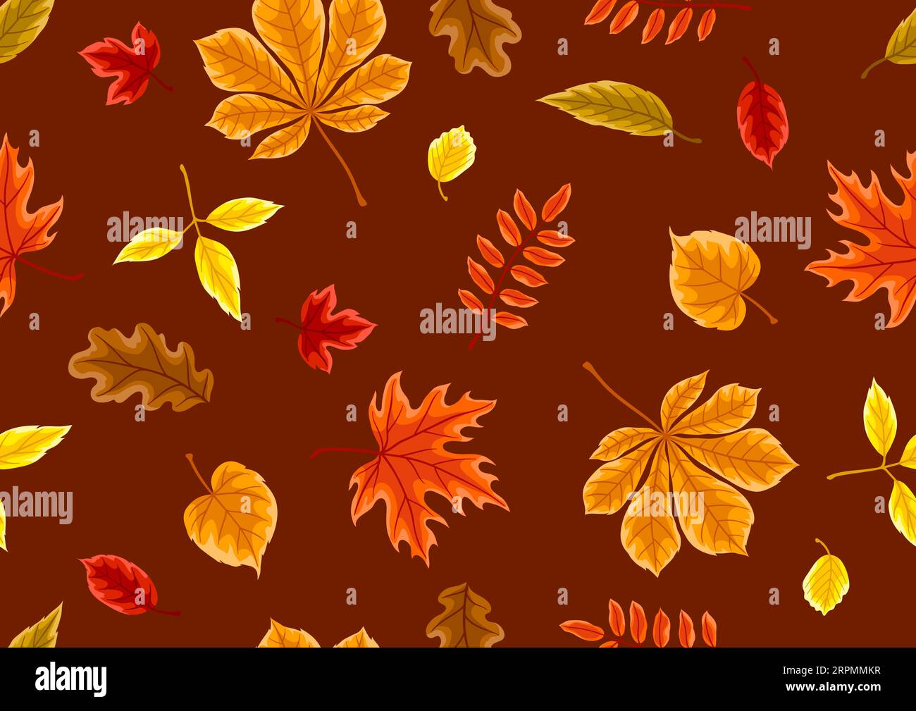 Muster mit Herbstblättern. Hintergrund mit verschiedenen Blättern. Stock Vektor