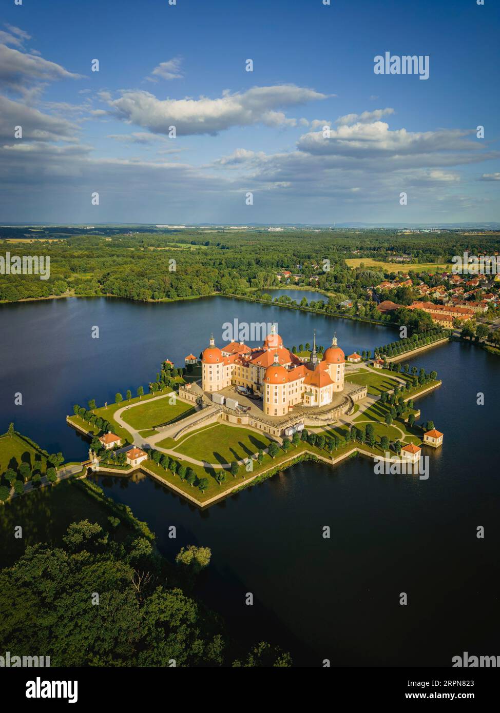 Barockschloss Moritzburg aus der Vagel-Perspektive Stockfoto