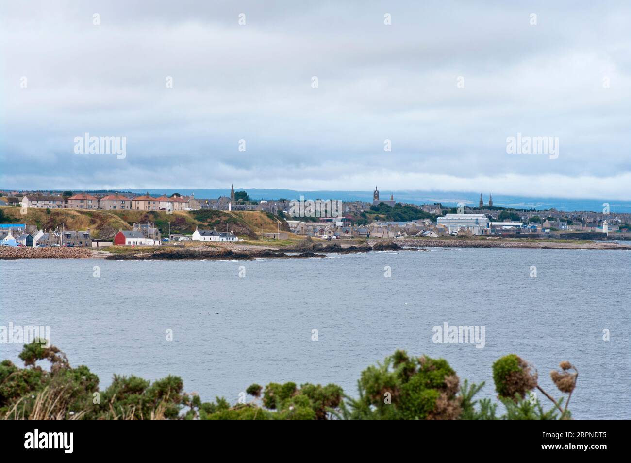 Ein Blick über die schottische Küstenstadt Buckie auf dem Moray Firth Stockfoto