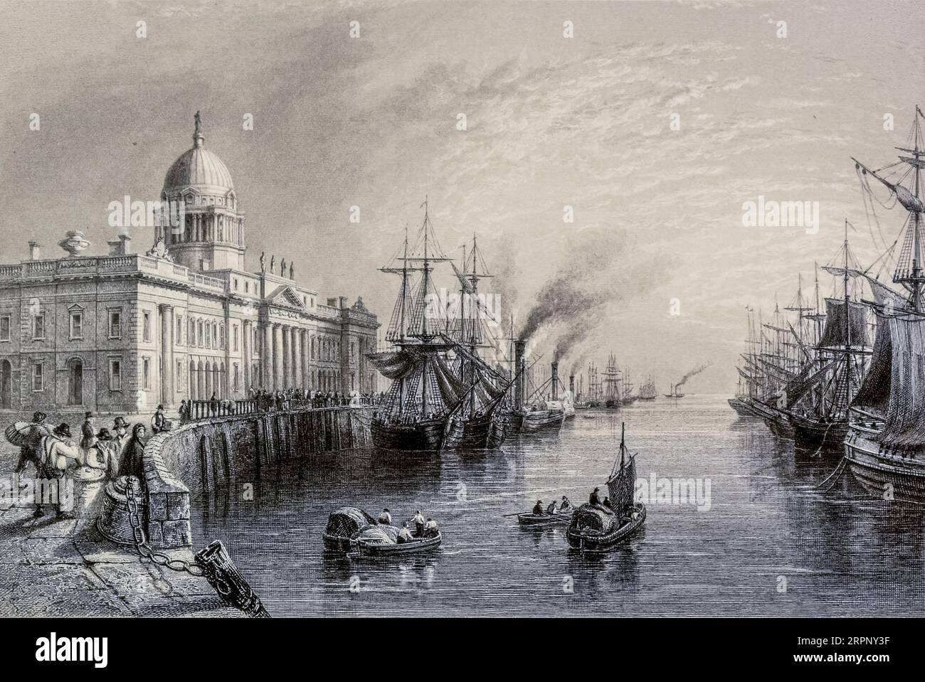 Stahlstich aus den Landschaften und Antiquitäten Irlands von Bartlett, W. H. (William Henry), 1809-1854, Illustrator.Band 2. London: George Virtue 1842 William Henry Bartlett (26. März 1809 – 13. September 1854) war ein britischer Künstler, der vor allem für seine zahlreichen Zeichnungen bekannt war, die in Stahlstiche geritzt wurden. Stockfoto