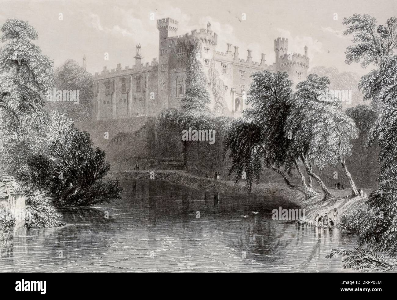 Kilkenny Castle die Landschaft und Antiquitäten Irlands von Bartlett, W. H. (William Henry), 1809-1854, Illustrator.Band 1. London: G. Virtue 1842 William Henry Bartlett (26. März 1809 – 13. September 1854) war ein britischer Künstler, der vor allem für seine zahlreichen Zeichnungen in Stahlstichen bekannt war. Stockfoto