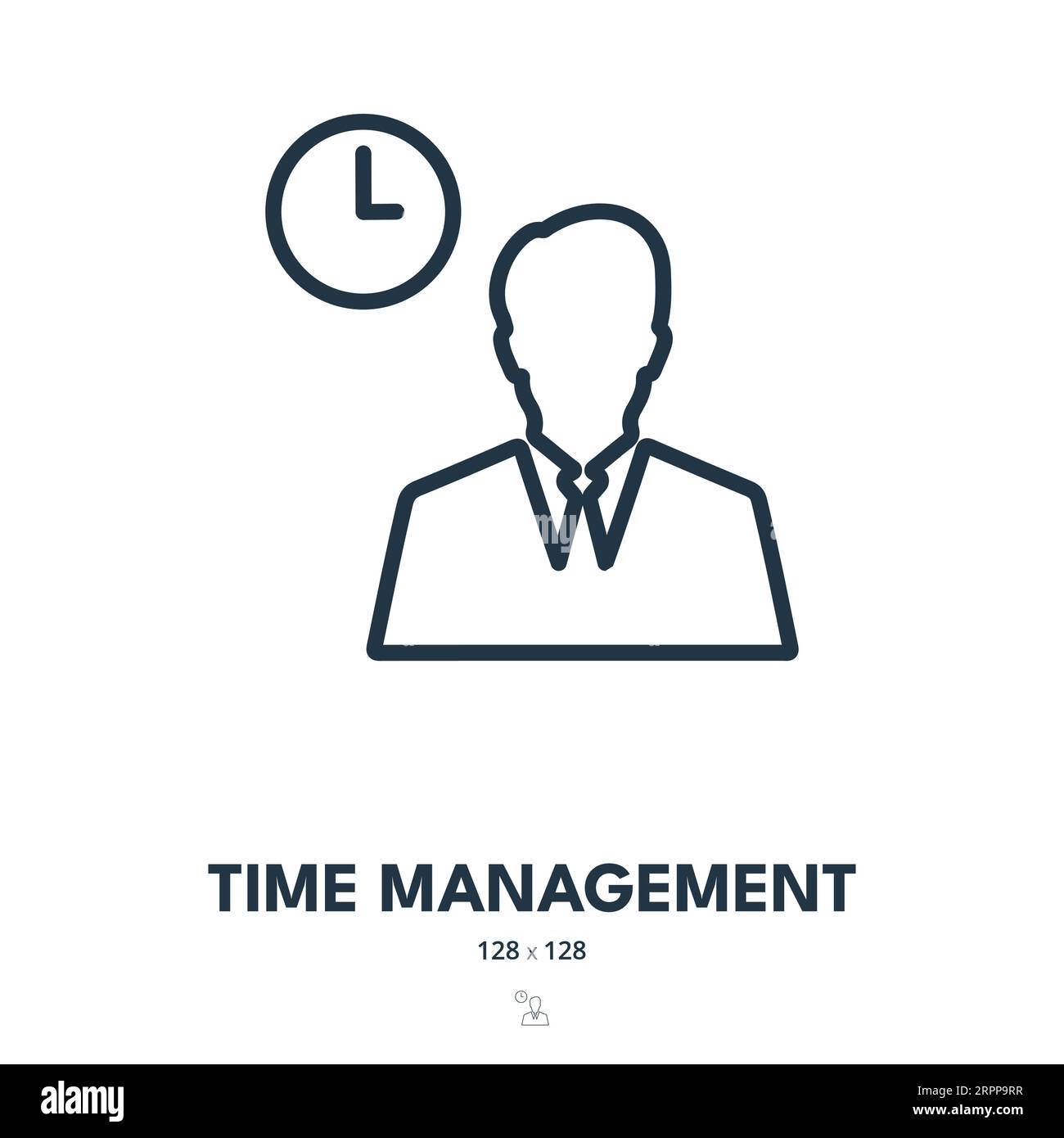 Symbol Zeitmanagement. Effizienz, Produktivität, Zeitplan. Bearbeitbare Kontur. Symbol „Einfacher Vektor“ Stock Vektor