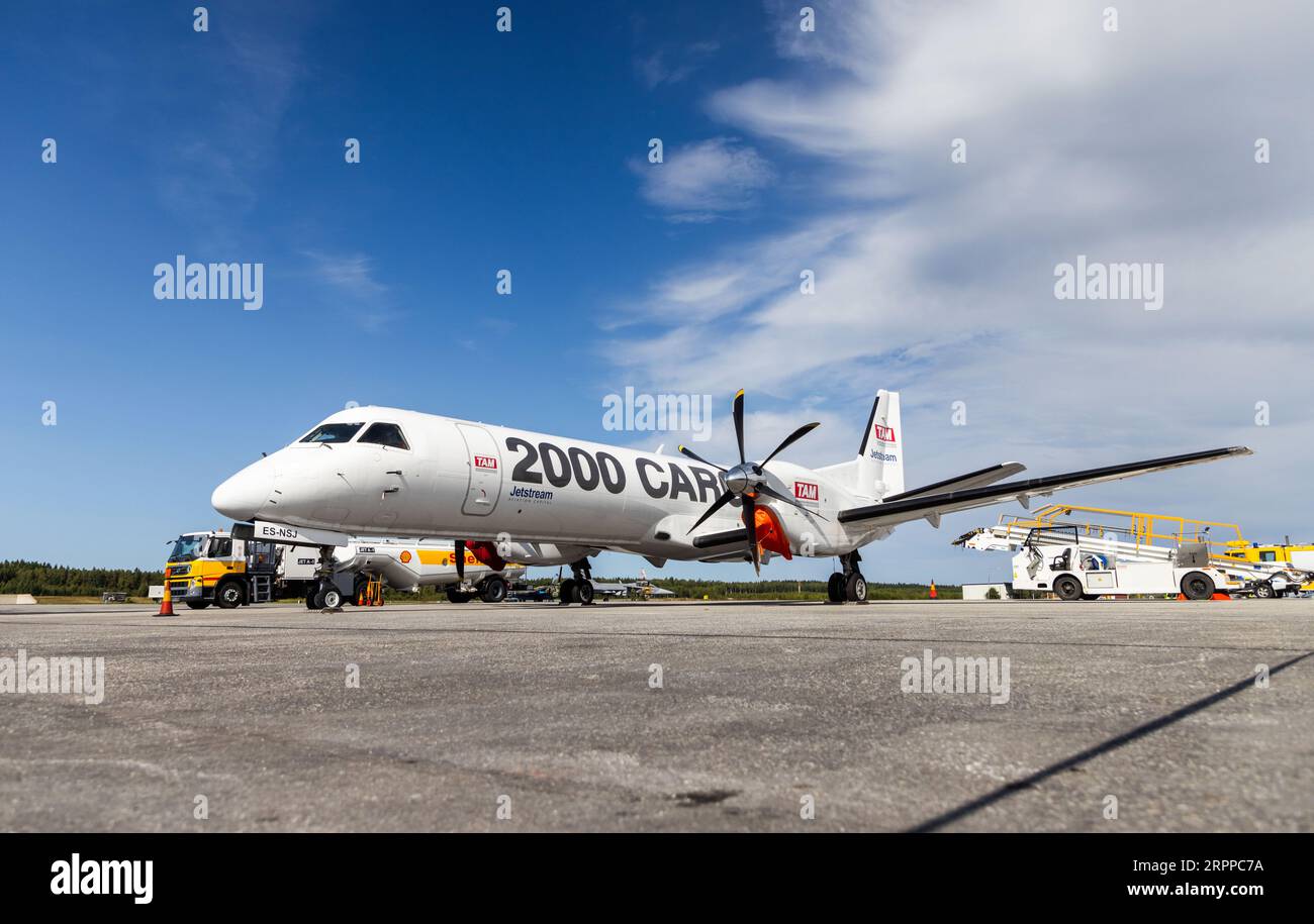 Flughafensymbole, Jetstream Luftfahrthauptstadt, Örebro Flughafen, Örebro, Schweden. Stockfoto
