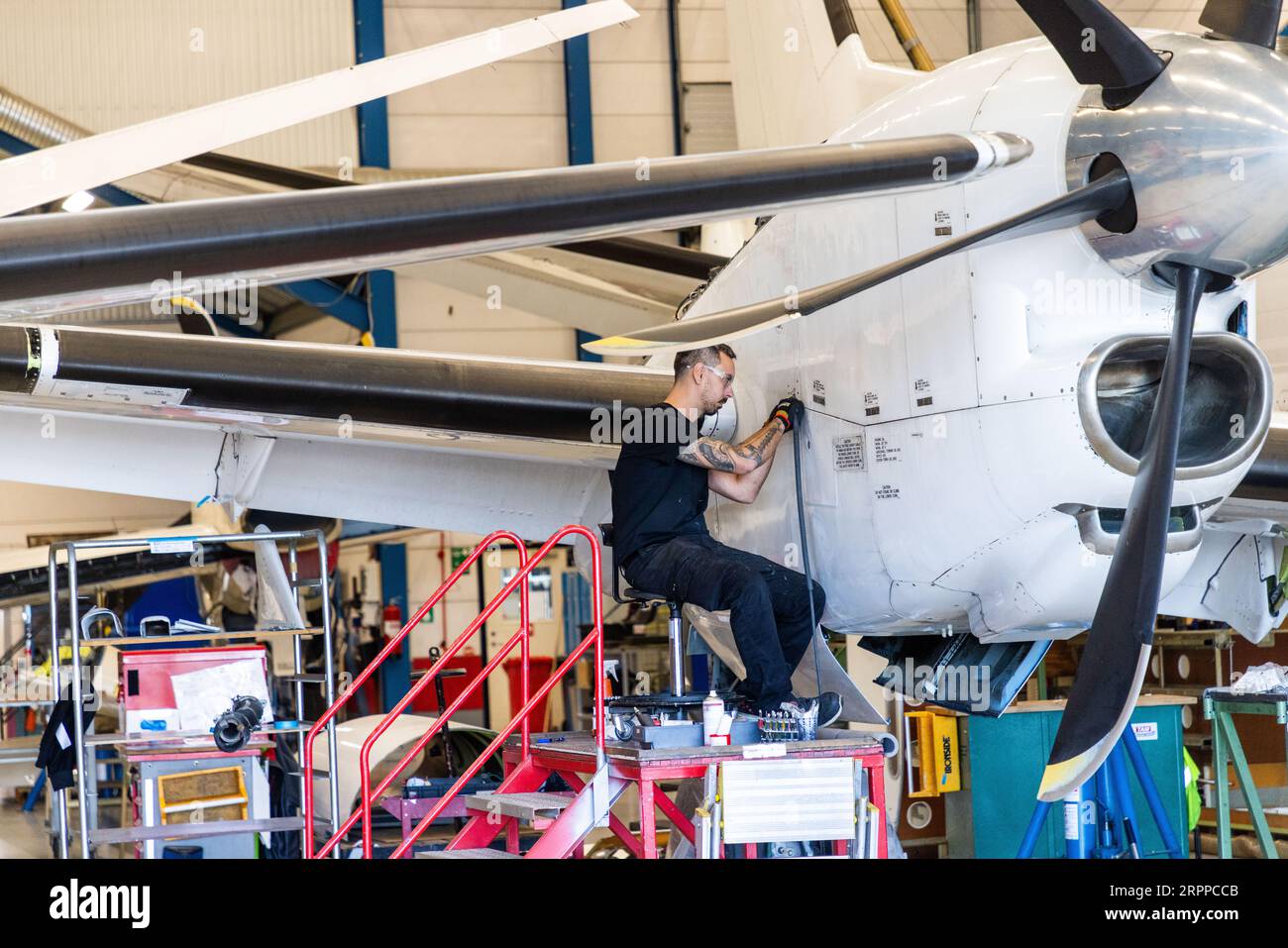 TAM, Täby Air Maintenance ab, am Flughafen Örebro, Örebro, Schweden. Stockfoto