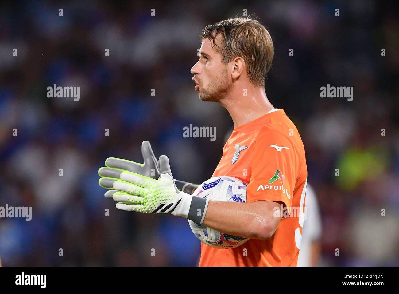 Ivan Provedel von SS Lazio zeigt während des Serie-A-TIM-Spiels zwischen SSC Napoli und SS Lazio im Stadio Diego Armando Maradona, Neapel, Italien am Samstag Stockfoto