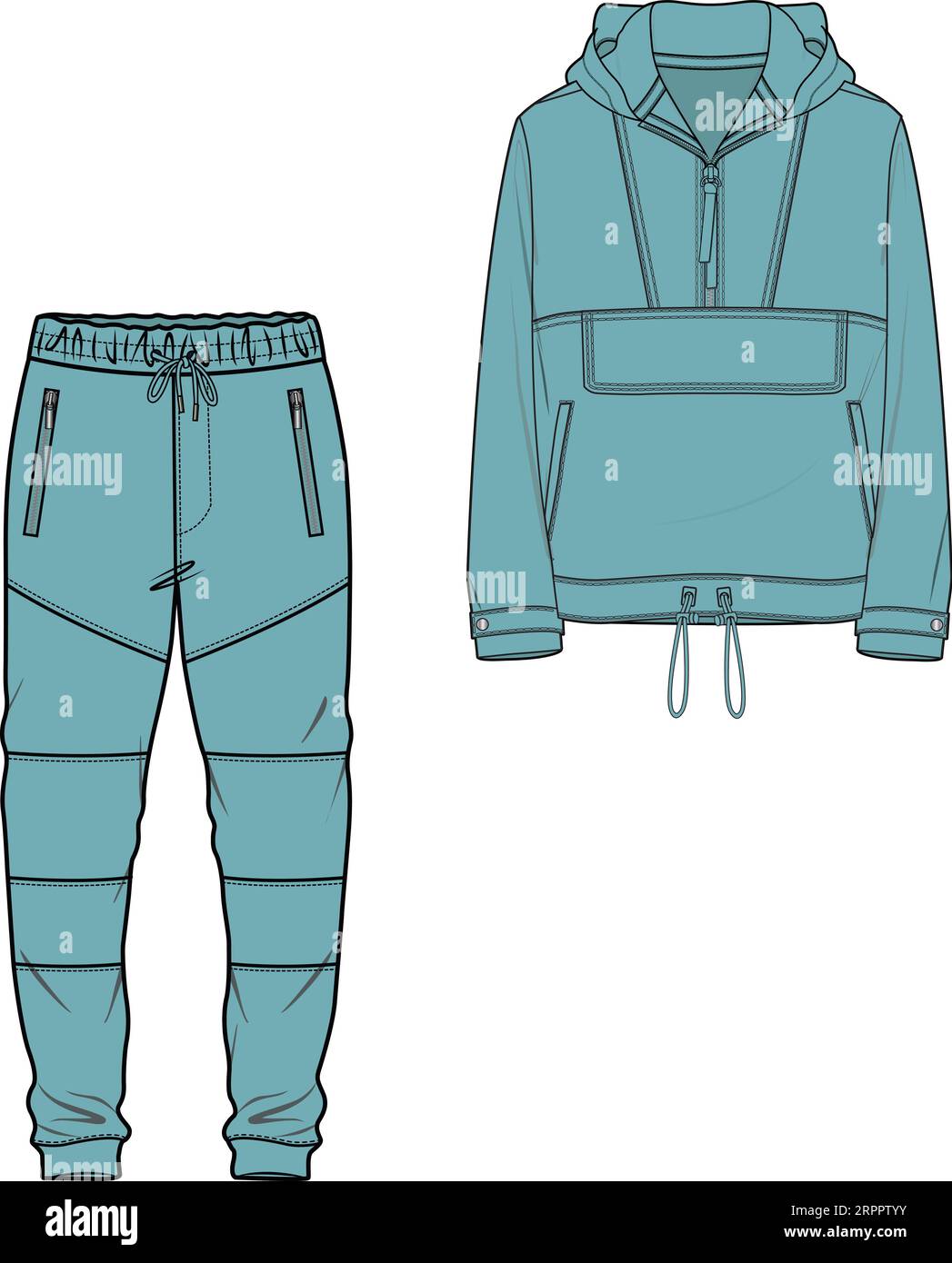 UNISEX WEAR SPORTS WEAR COORDINATE TRACKCUIT TOP UND JOGGER SET VEKTOR ILLUSTRATION Stock Vektor