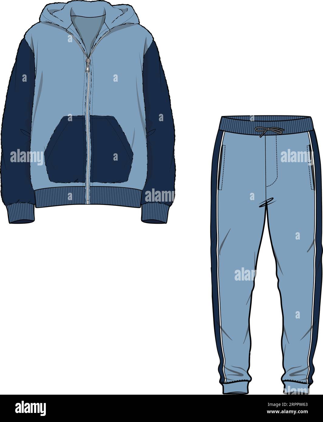 UNISEX WEAR SPORTS WEAR COORDINATE TRACKCUIT TOP UND JOGGER SET VEKTOR ILLUSTRATION Stock Vektor