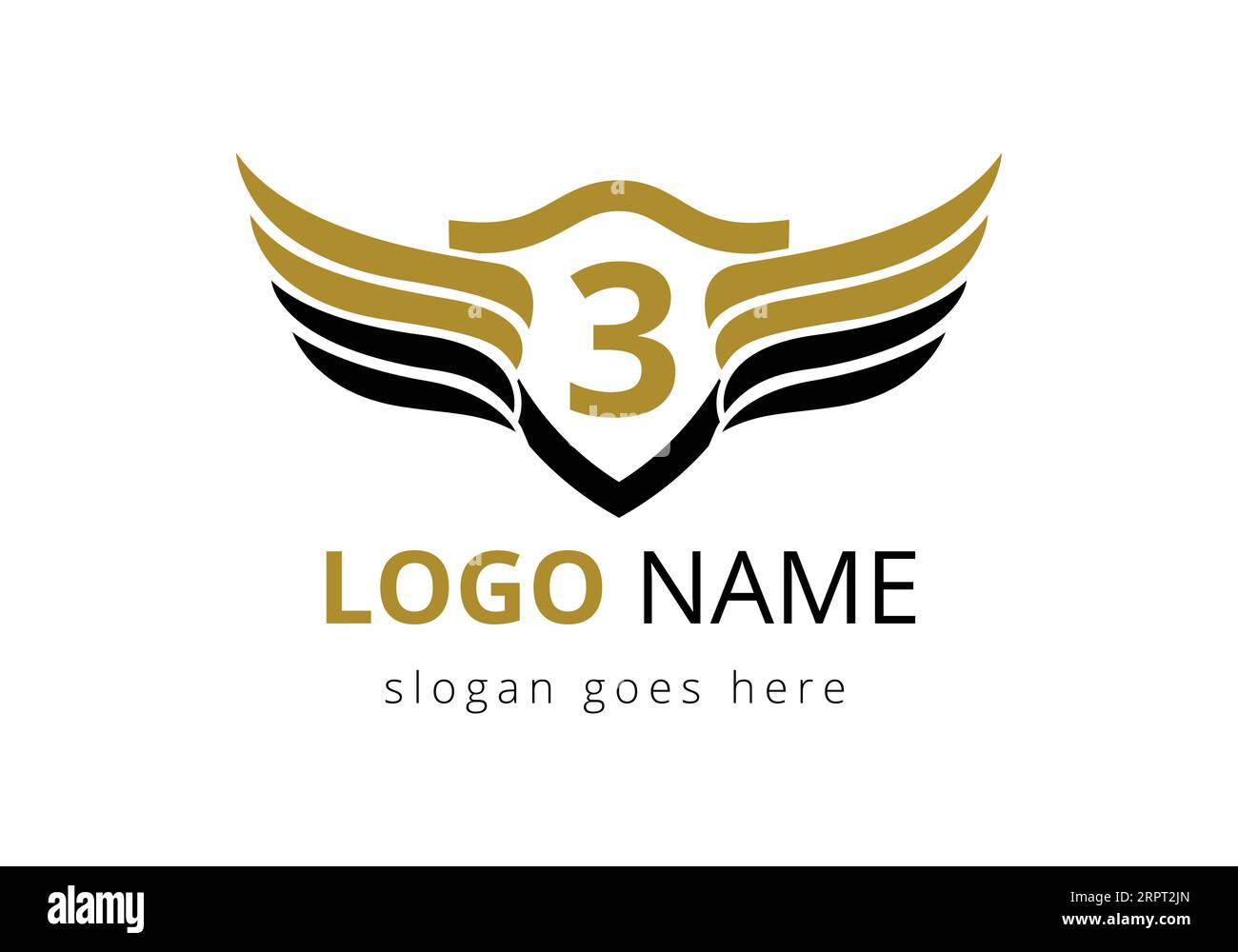 Logo-Design mit 3 Flügeln für Fracht- und Transportsymbol. Stock Vektor
