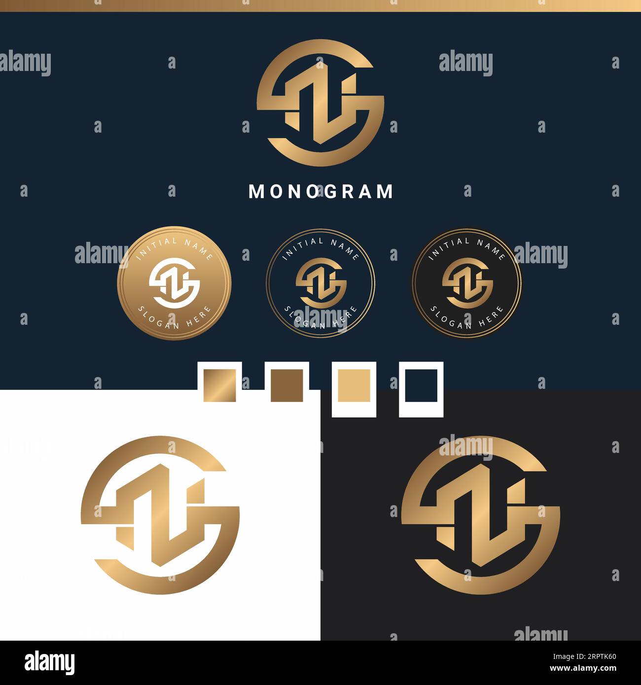 Luxus Initial SN oder NS Monogramm Text Letter Logo Design Stock Vektor