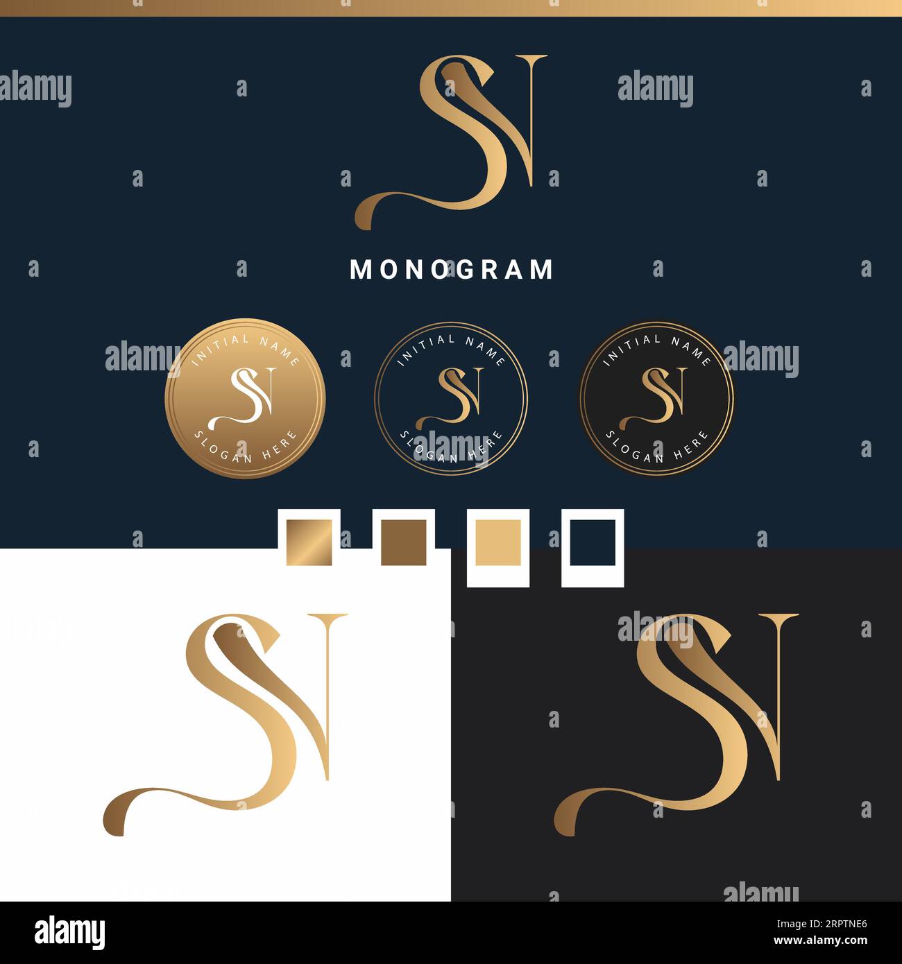 Luxus Initial SN oder NS Monogramm Text Letter Logo Design Stock Vektor