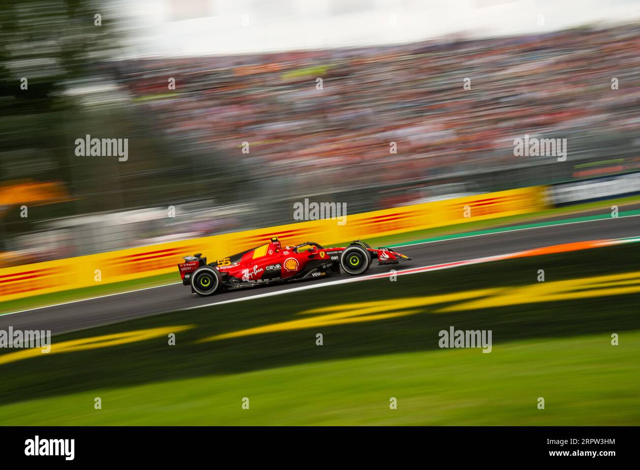 Monza, Italien - 01. SEPTEMBER 2023, #55 Carlos Sainz (Spanien, Ferrari), freies Training vor der Qualifikation für die F1-GP 2023 in Italien Stockfoto