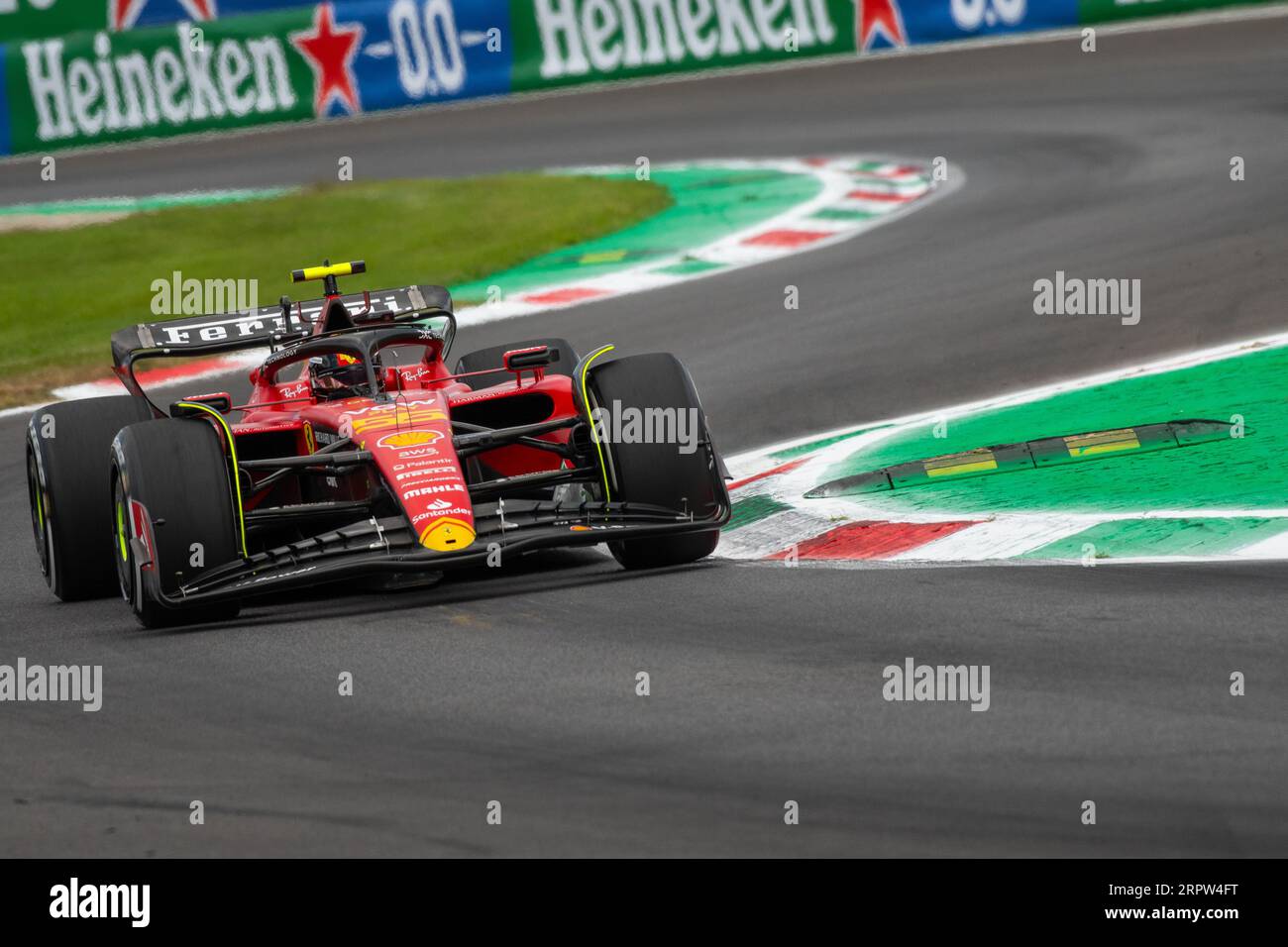 Monza, Italien - 01. SEPTEMBER 2023, #55 Carlos Sainz (Spanien, Ferrari), freies Training vor der Qualifikation für die F1-GP 2023 in Italien Stockfoto