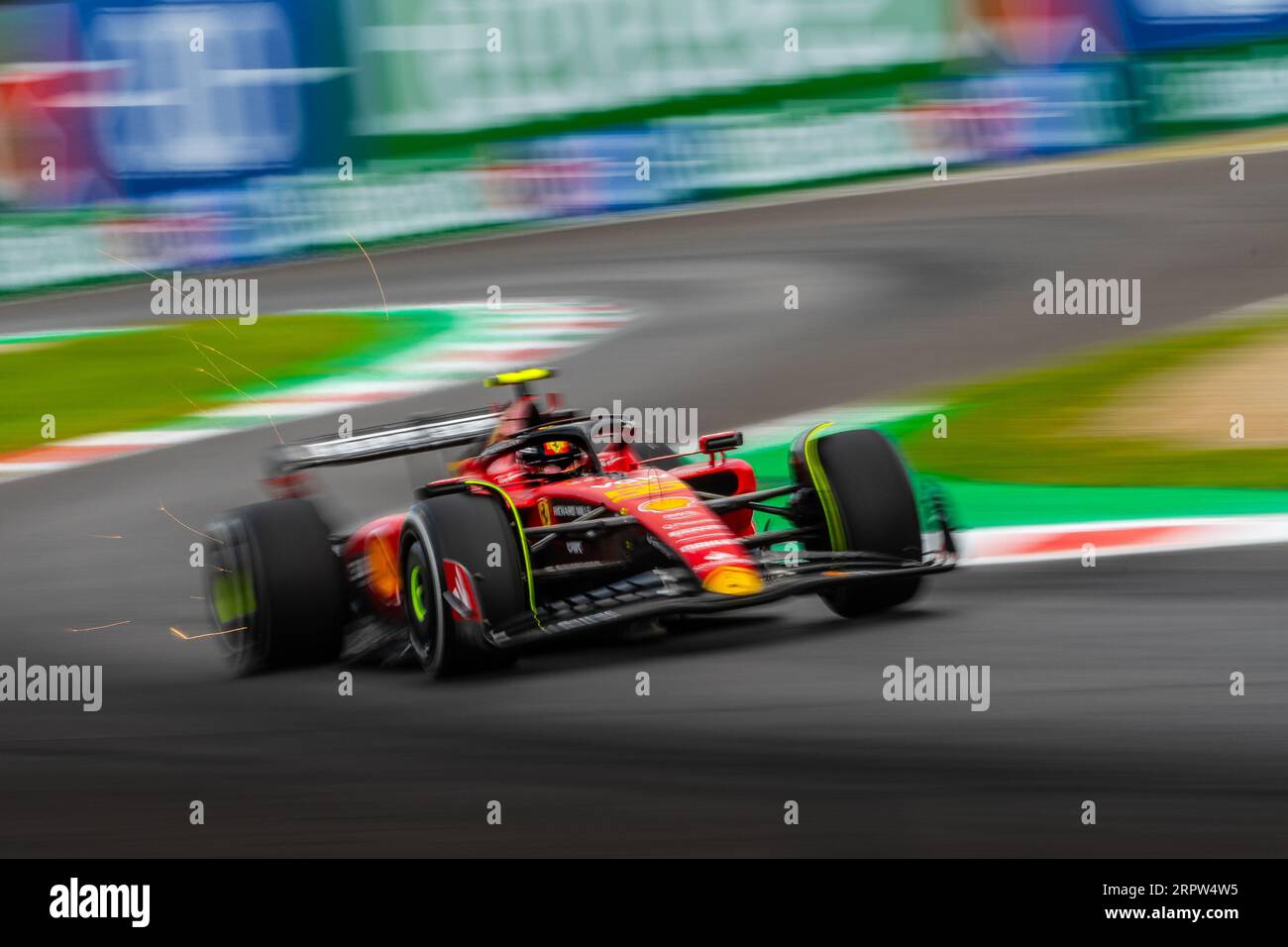Monza, Italien - 01. SEPTEMBER 2023, #55 Carlos Sainz (Spanien, Ferrari), freies Training vor der Qualifikation für die F1-GP 2023 in Italien Stockfoto