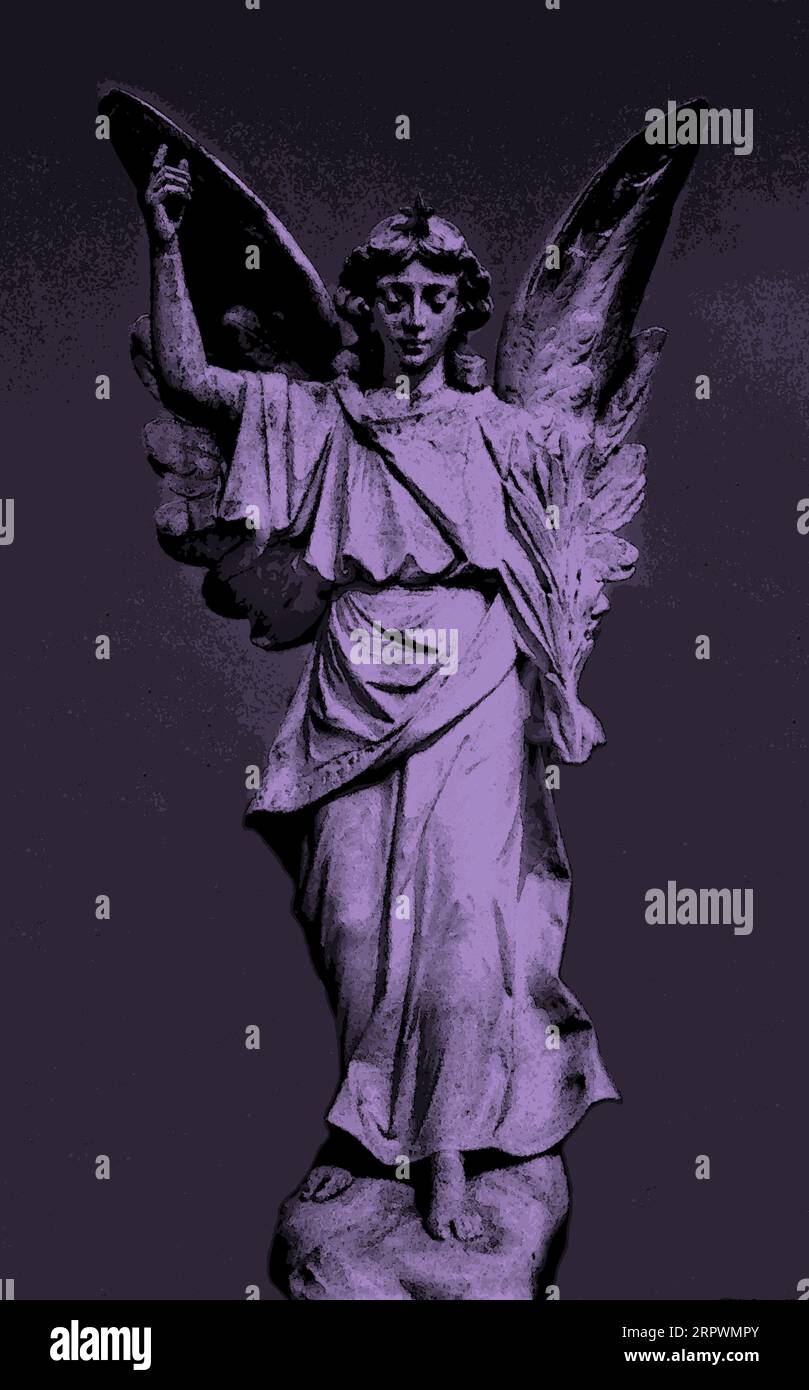 Eine Marmorstatue auf einem Friedhof in Hendersonville, NC (digital verbessert), die 1929 in dem amerikanischen Roman „Look Homeward, Angel“ von Thomas Wolfe zu sehen war. Stockfoto