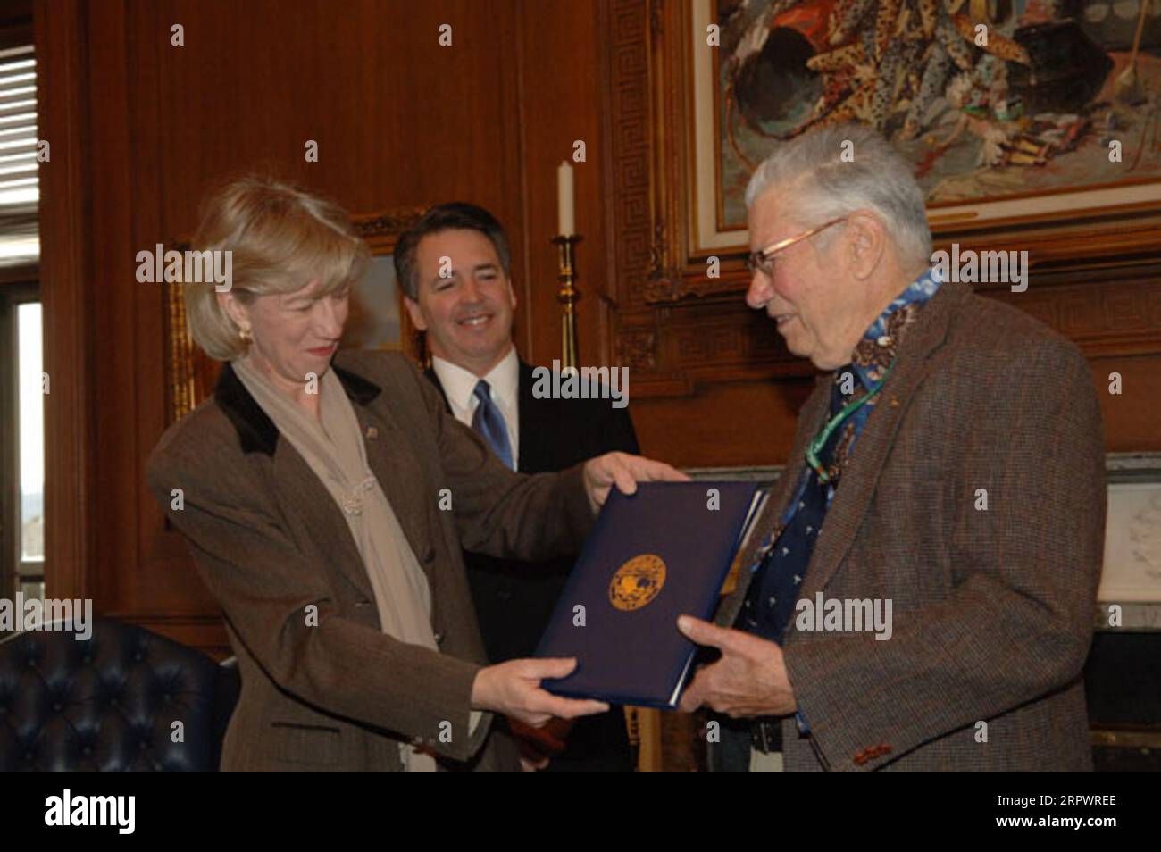 Veranstaltungen zu Ehren von Chandler Robbins, leitender Ornithologe, Gründer des North American Breeding Bird Survey und Forscher-Wildtierbiologe am U.S. Geological Survey Patuxent Wildlife Research Center in Laurel, Maryland, pensionierte nach 60 Jahren Arbeit der Bundesregierung im Bereich des Vogelschutzes Stockfoto