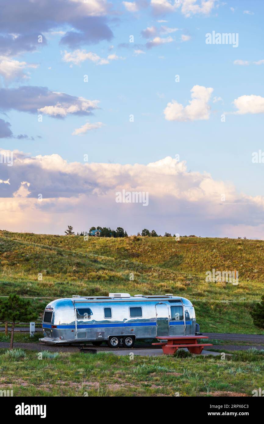 Airstream-Trailer; Custer State Park; Südosten Wyoming; USA Stockfoto