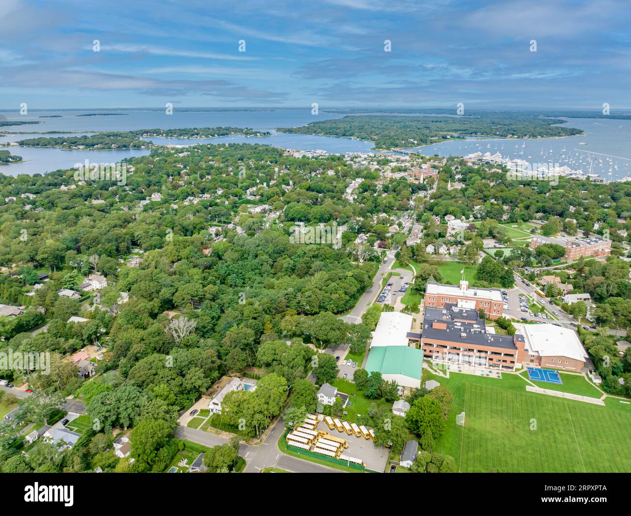 Luftaufnahme von Sag Harbor, NY Stockfoto