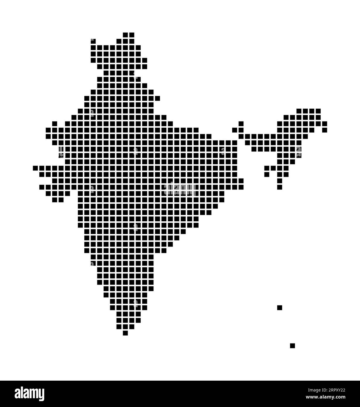 Karte Indien. Karte von Indien im gepunkteten Stil. Die Grenzen des Landes sind mit Rechtecken für Ihr Design gefüllt. Vektorillustration. Stock Vektor