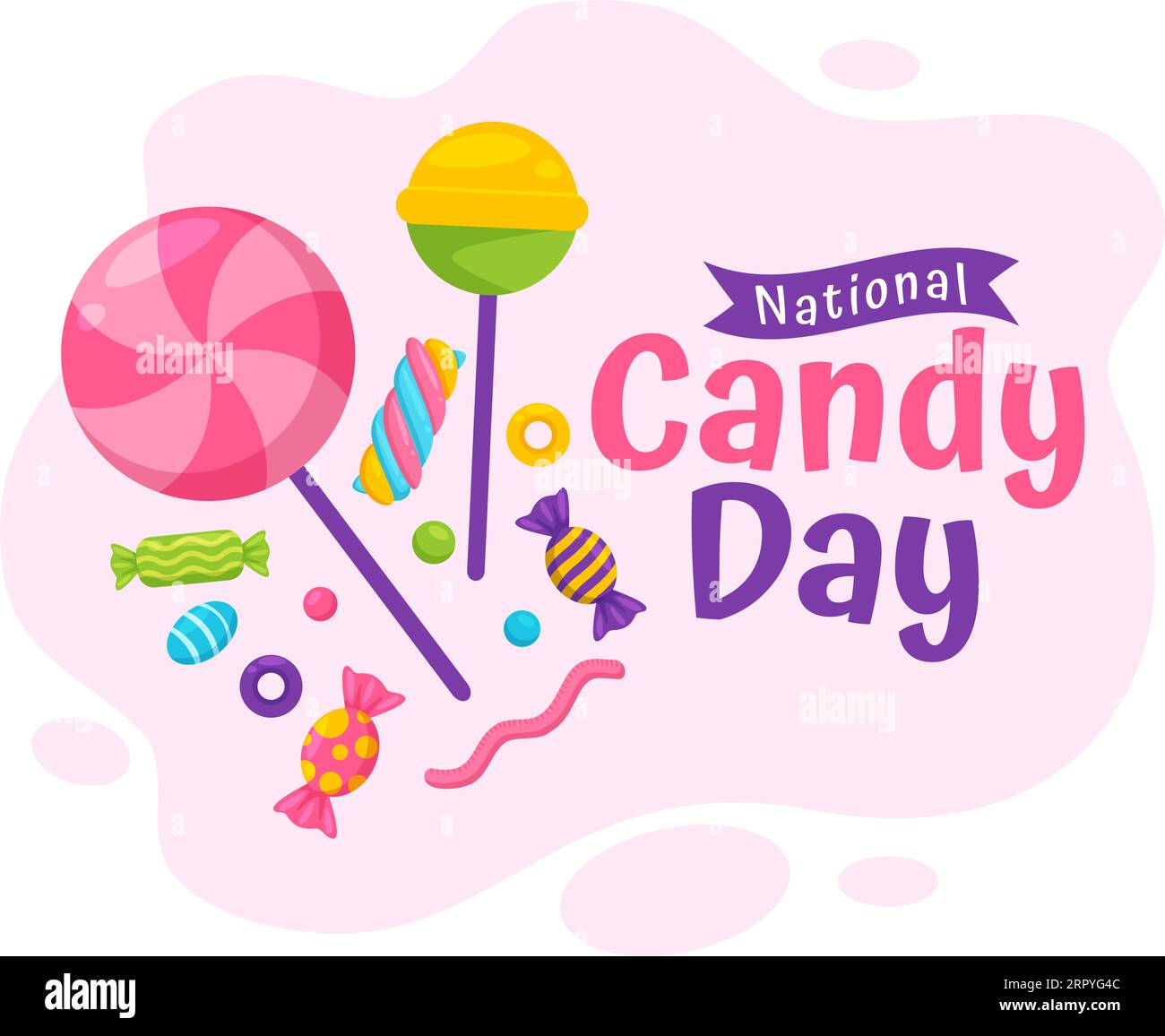 National Candy Day Vector Illustration mit verschiedenen Arten von Süßigkeiten und Süßigkeiten in Flat Cartoon Hand gezeichnet Hintergrund Design Vorlagen Stock Vektor