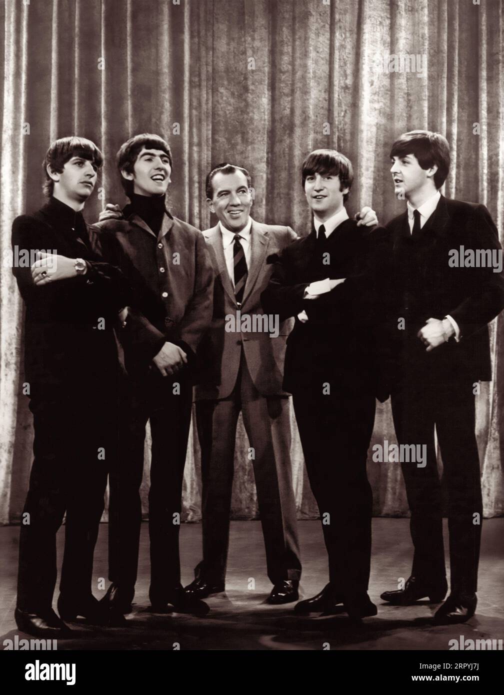 Die Beatles traten mit Ed Sullivan in den Vereinigten Staaten in der Ed Sullivan Show am 9. Februar 1964 auf. (USA) Stockfoto