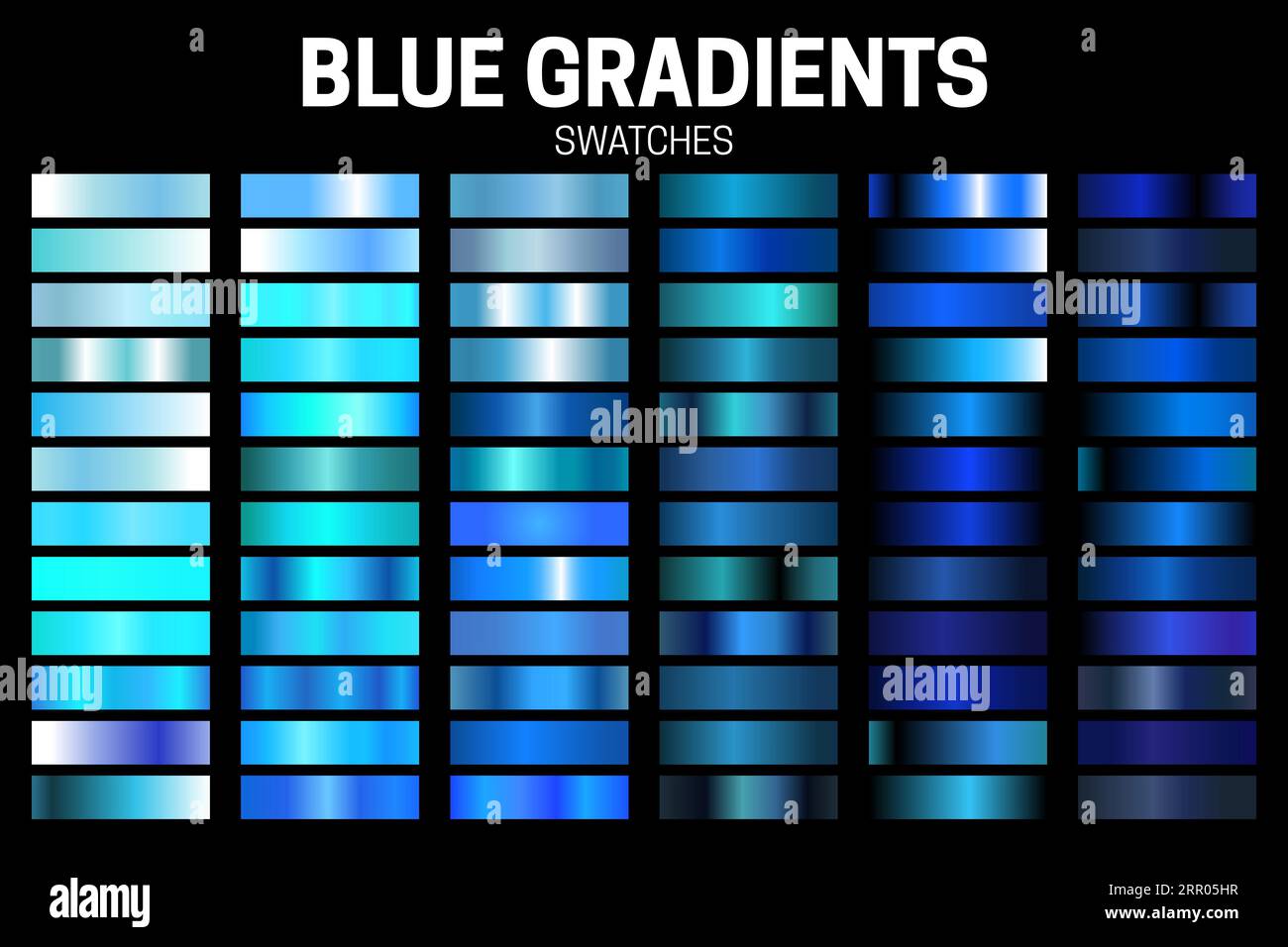 Sammlung von Farbfeldern mit blauem Farbverlauf Stock Vektor