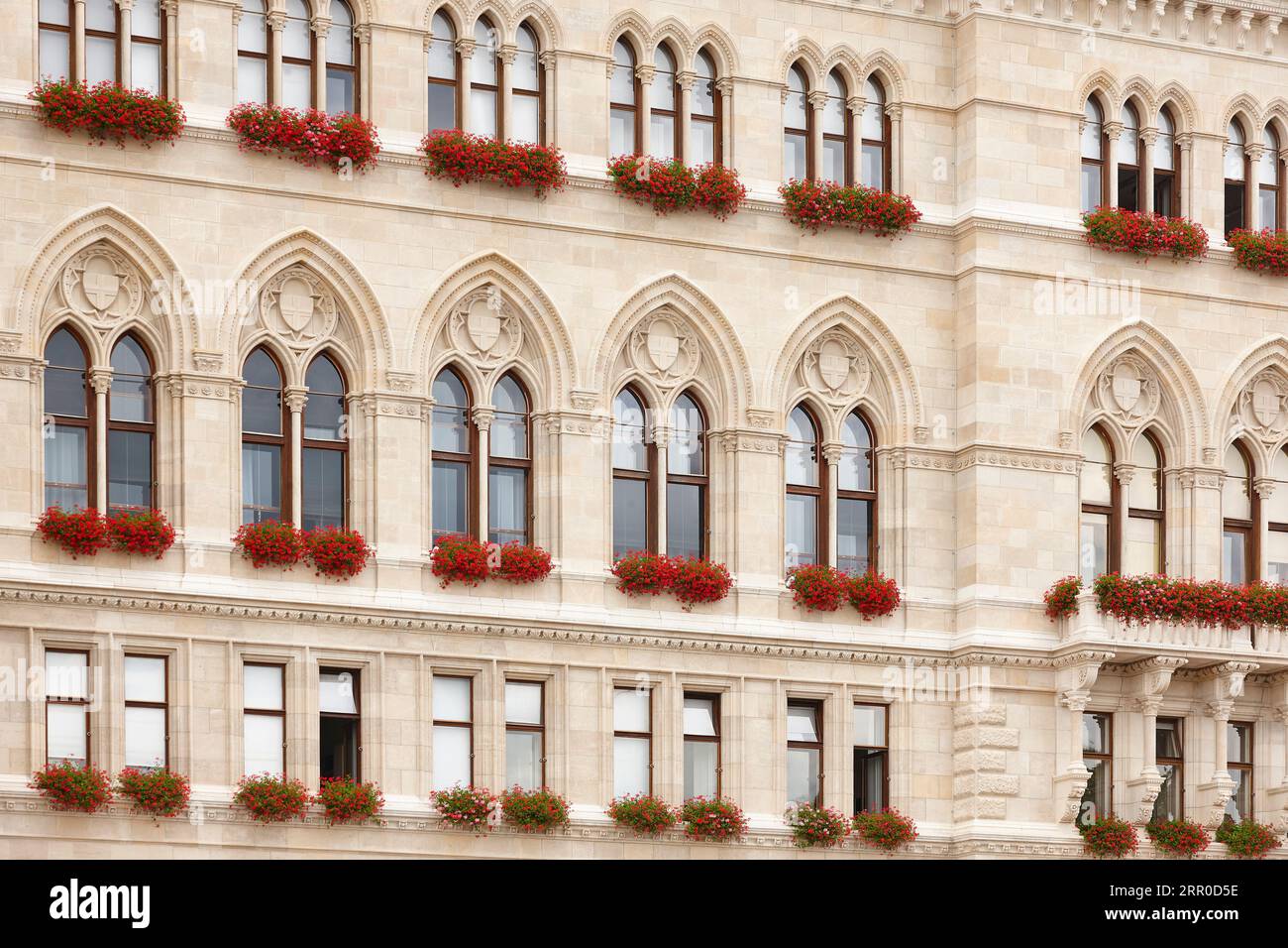 Rathaus mit gotischer Fassade. Stadtzentrum von Wien. Österreich Stockfoto