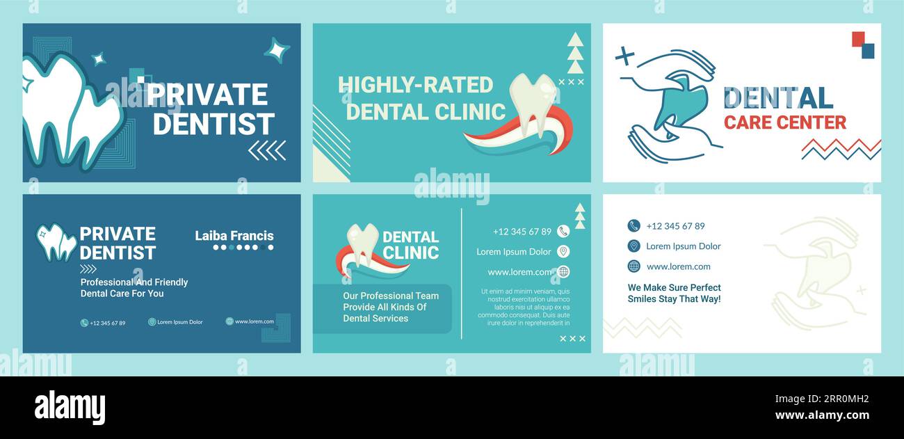 Visitenkarten-Design-Set für Privatzahnarzt Stock Vektor