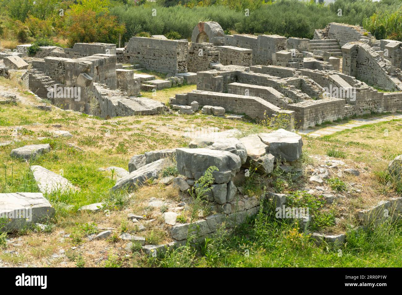 Kroatien römische Ruinen bleiben Stadt Martha Iulia Salona Detail Amphitheater aus dem 2. Jahrhundert Dalmatien zerstört 7. Jahrhundert von Awaren und Slawen Stockfoto