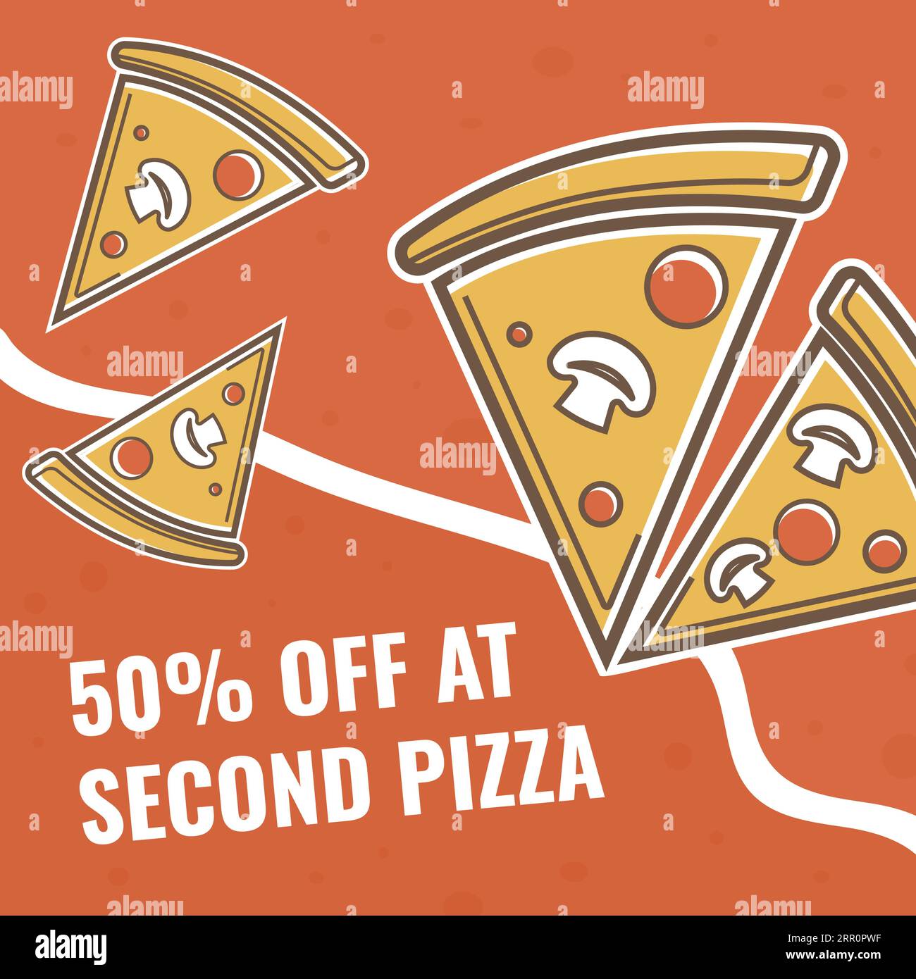Rabatt auf zweite Pizza, Werbebanner Stock Vektor