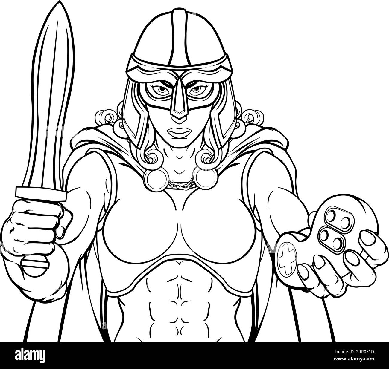 Viking Software keltischen Ritter Gamer Kriegerin Stock Vektor