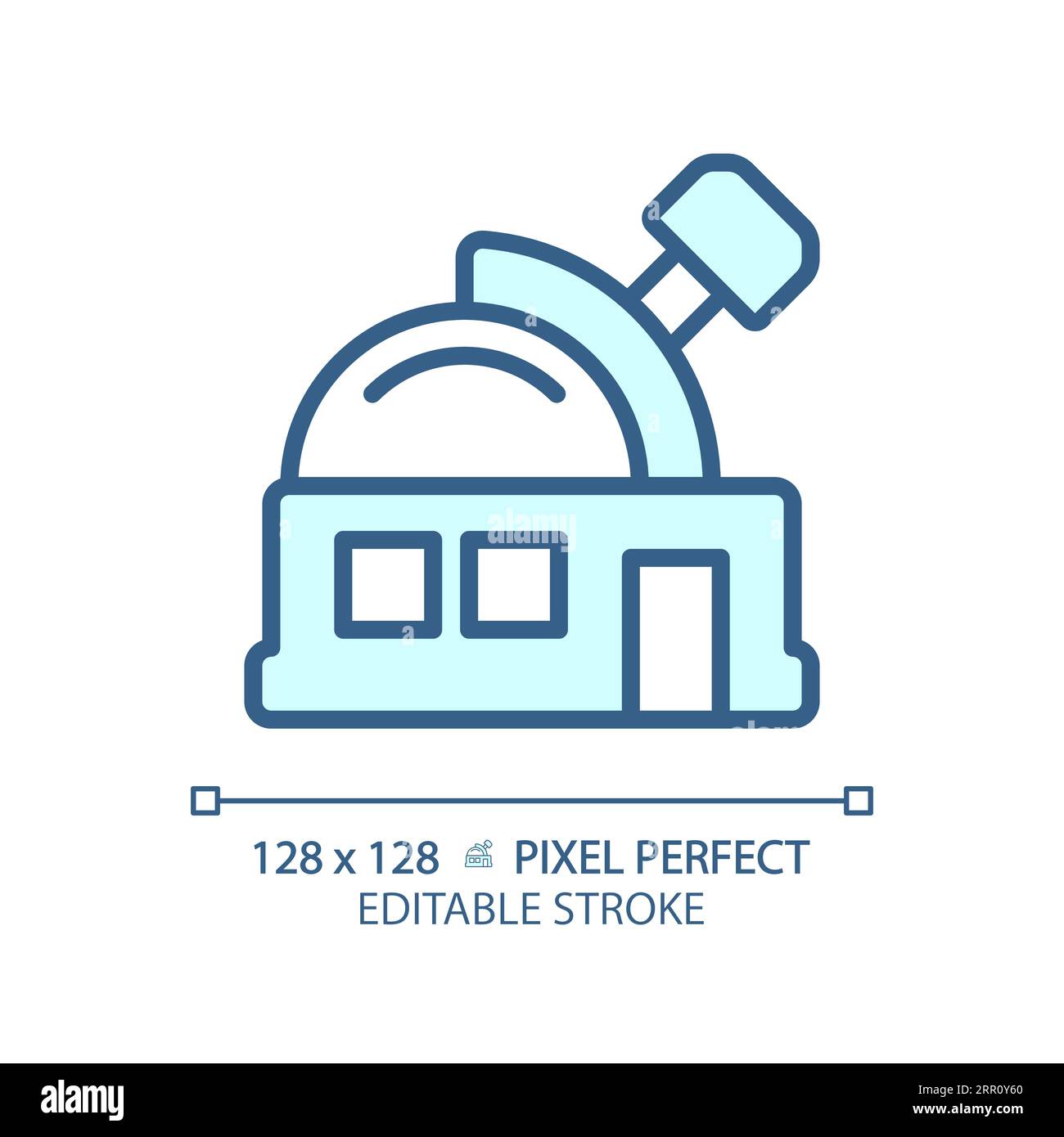 Symbol für Pixel des Observatoriums in perfektem Hellblau Stock Vektor