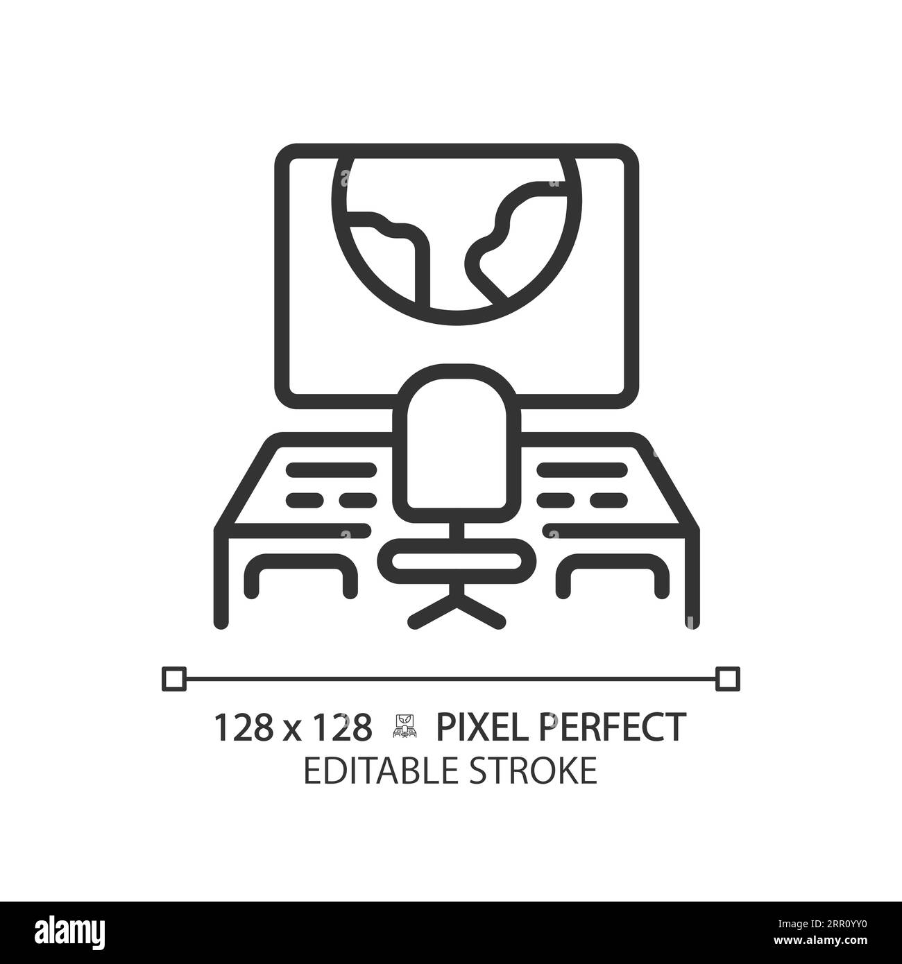 Missionssteuerung Pixel Perfect Linear-Symbol Stock Vektor