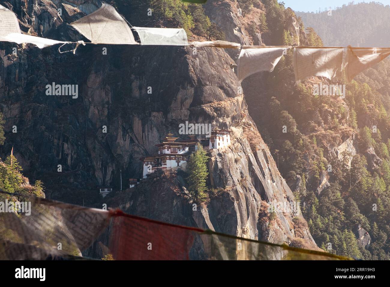 Blick auf den Tiger's Nest Tempel in Paro, Bhutan Stockfoto