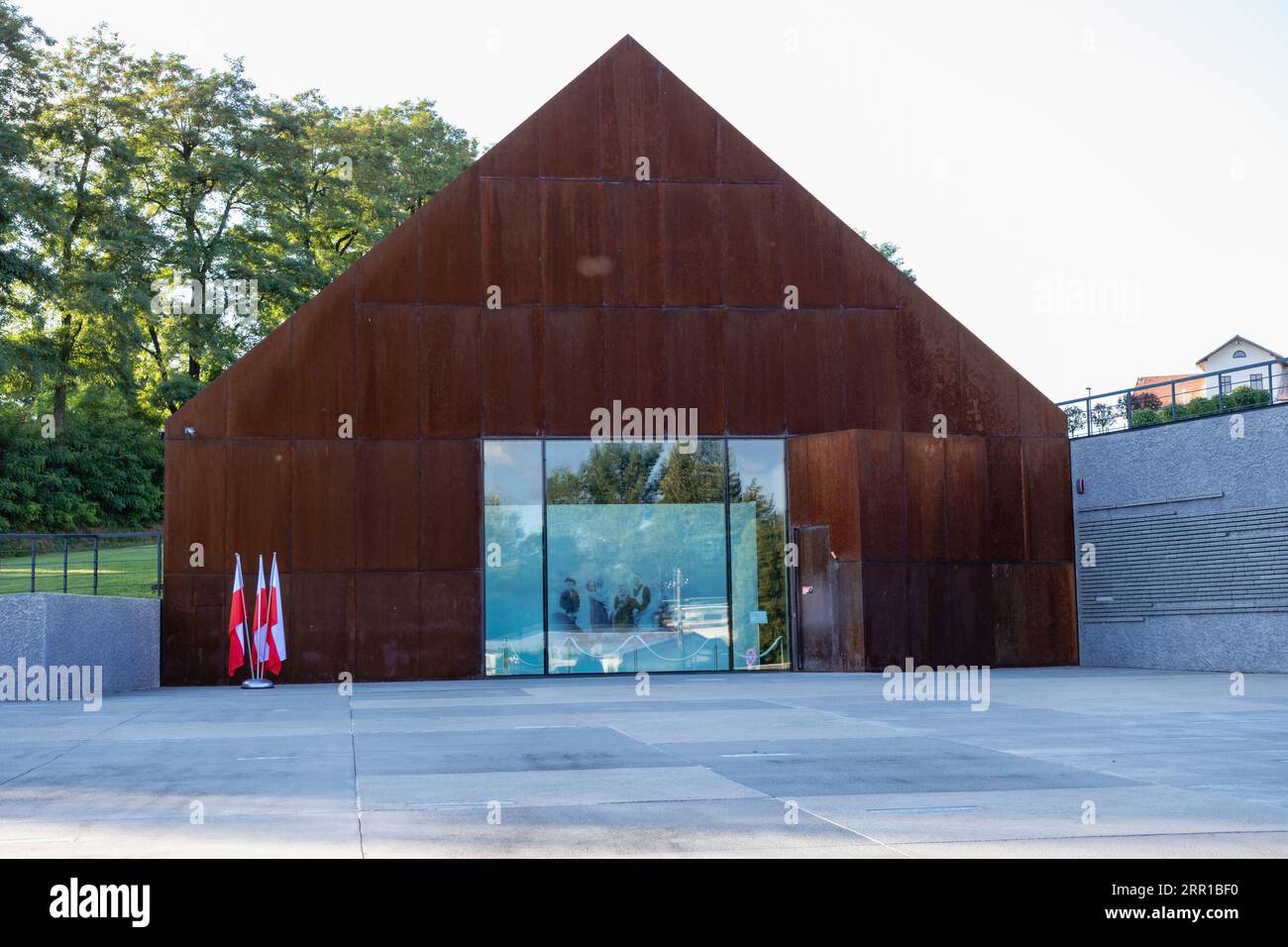Markowa, Polen - September 2023, Ulma Family Museum of Poles Saving Jews in World war II, Front Building from the Outside, Ulmowie z Markowej, Polska Stockfoto