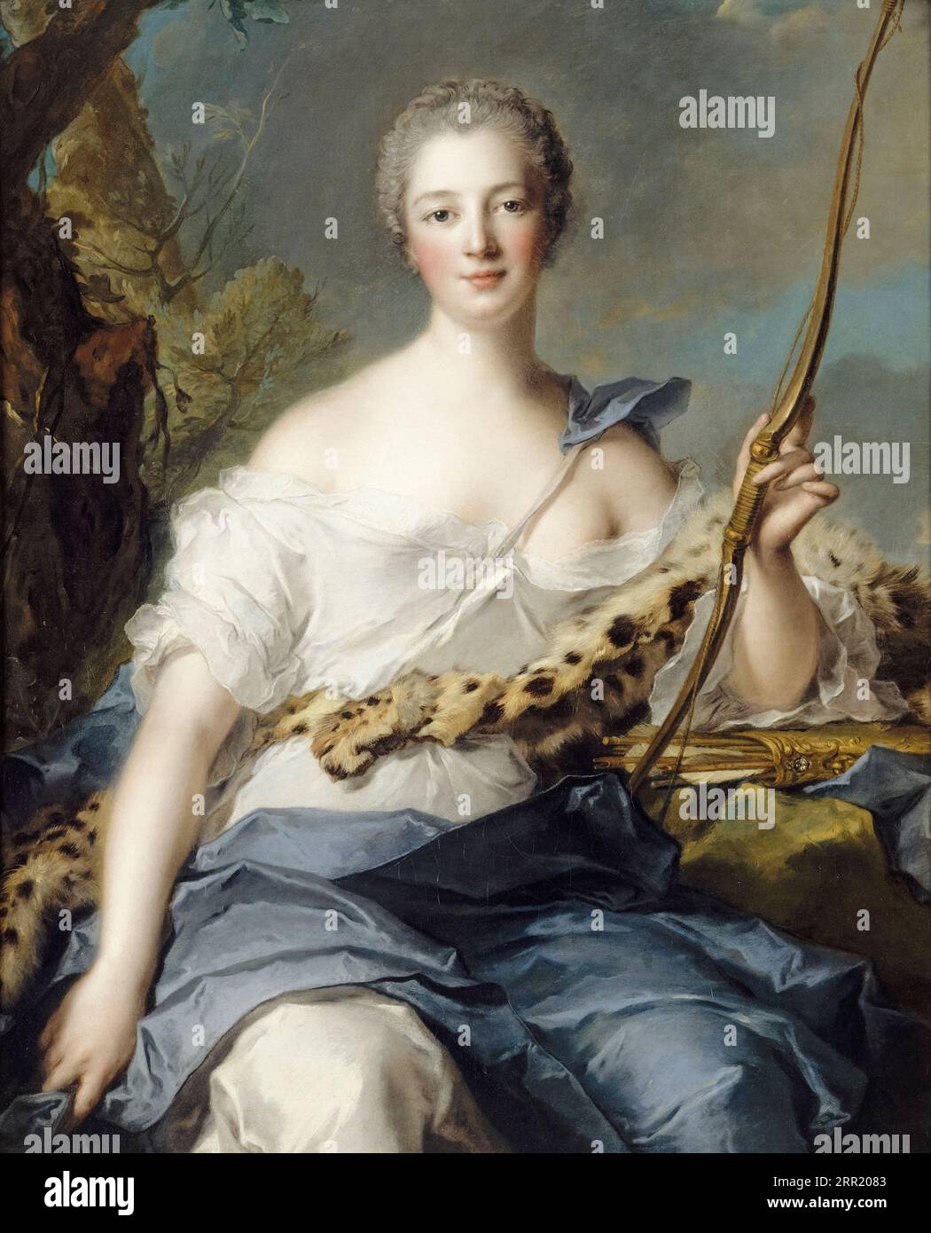 Jeanne-Antoinette Poisson (1721–1764), Marquise de Pompadour (Madame de Pompadour) als Diana die Jägerin, Porträtgemälde in Öl auf Leinwand von Jean-Marc Nattier, 1746 Stockfoto