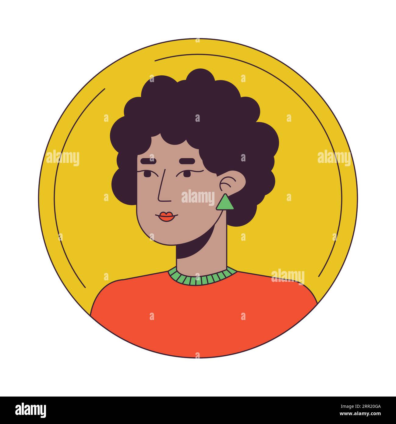 Dunkelhaarige Afro-Frau, flaches Comic-Avatar-Symbol Stock Vektor