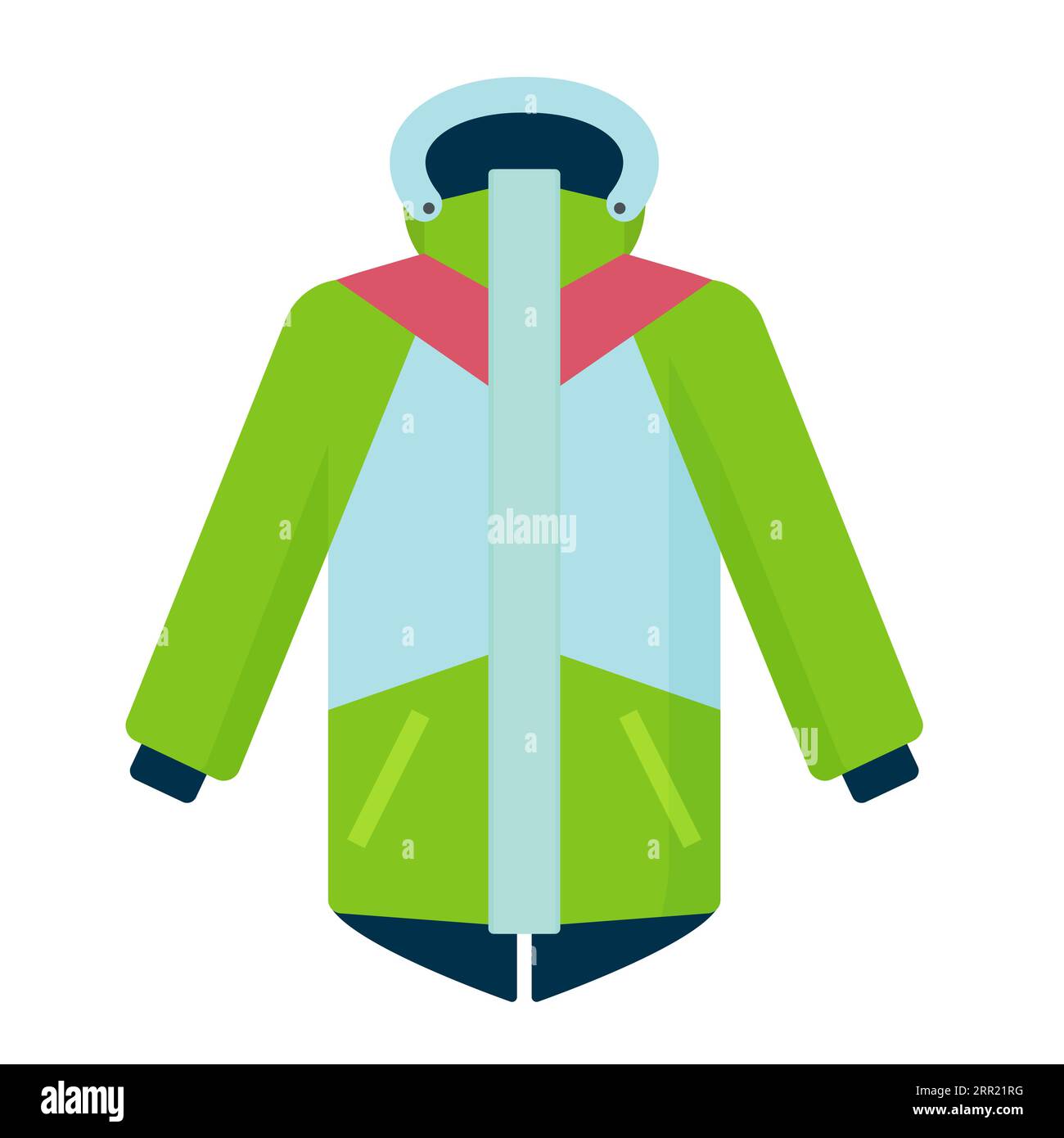 Warme Snowboardjacke. Wintersportbekleidung, Skiausrüstung Vektor-Zeichentrickillustration Stock Vektor