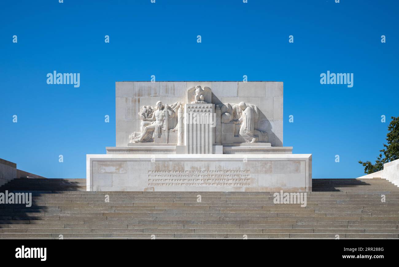 Das Bellicourt American Monument für die 90.000 amerikanischen Truppen, die während des 1. Weltkriegs 1917 und 1918 mit den britischen Armeen in Frankreich dienten. Stockfoto