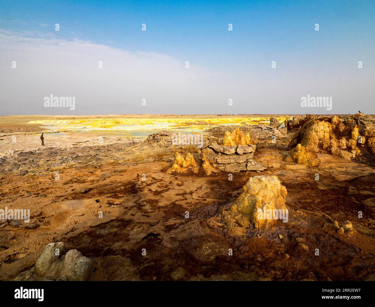 Geothermisches Gebiet mit Schwefelablagerungen und sauren Solen, Dallol, Danakil Depression, Äthiopien Stockfoto