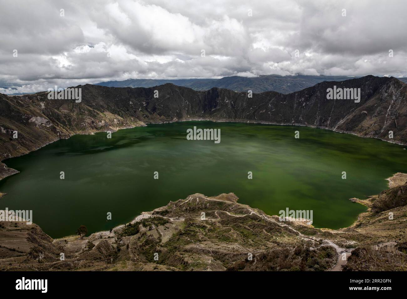 Quilotoa Caldera mit Kratersee, Vulkan Quilotoa, Anden, Ecuador Stockfoto