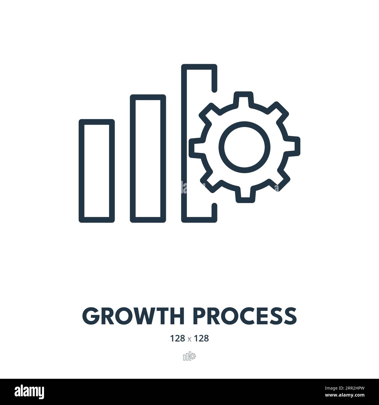 Symbol "Wachstumsprozess". Fortschritt, Steigerung, Gewinn. Bearbeitbare Kontur. Symbol „Einfacher Vektor“ Stock Vektor