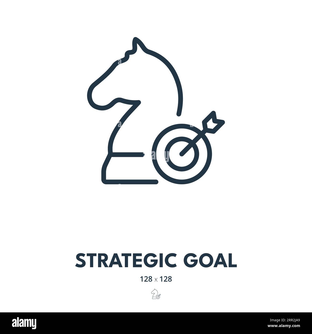 Symbol "Strategisches Ziel". Ziel, Plan, Zweck. Bearbeitbare Kontur. Symbol „Einfacher Vektor“ Stock Vektor
