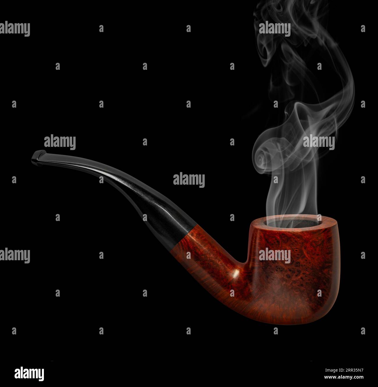 Tabakpfeife aus Briarholz auf schwarzem Rücken Stockfoto