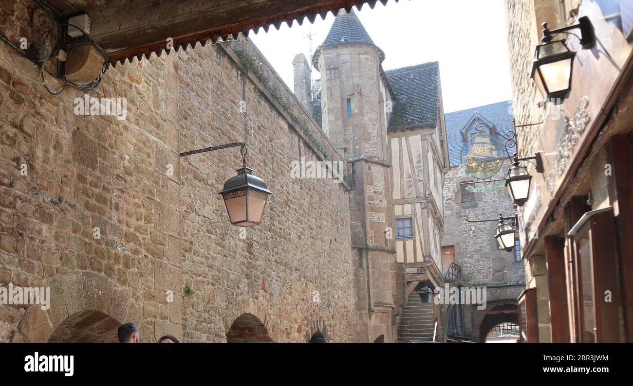 Äußerer Korridor des Mont Saint-Michel in Frankreich Stockfoto