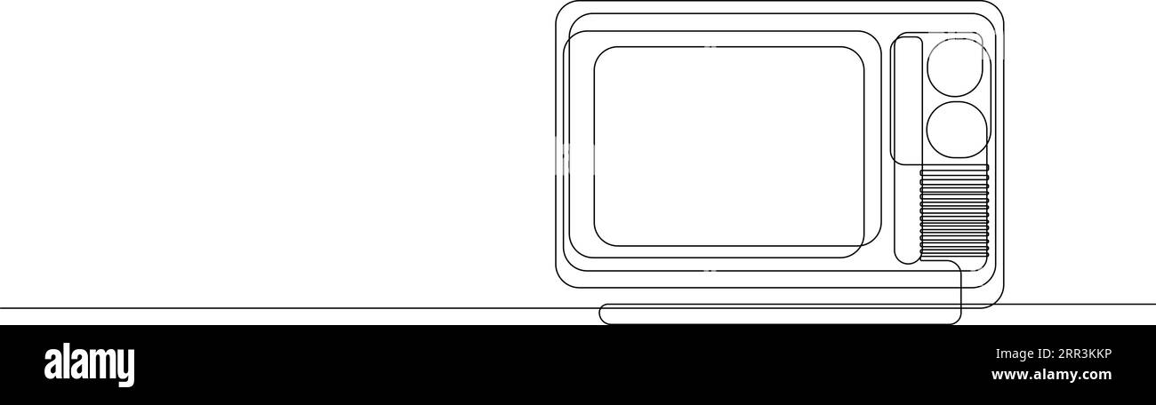 Retro-fernseher mit einer durchgehenden einzeiligen Zeichnung. Antikes analoges Fernsehkonzept im Vintage-Stil, gezeichnet von einer Zeile. Vektorillustration Stock Vektor