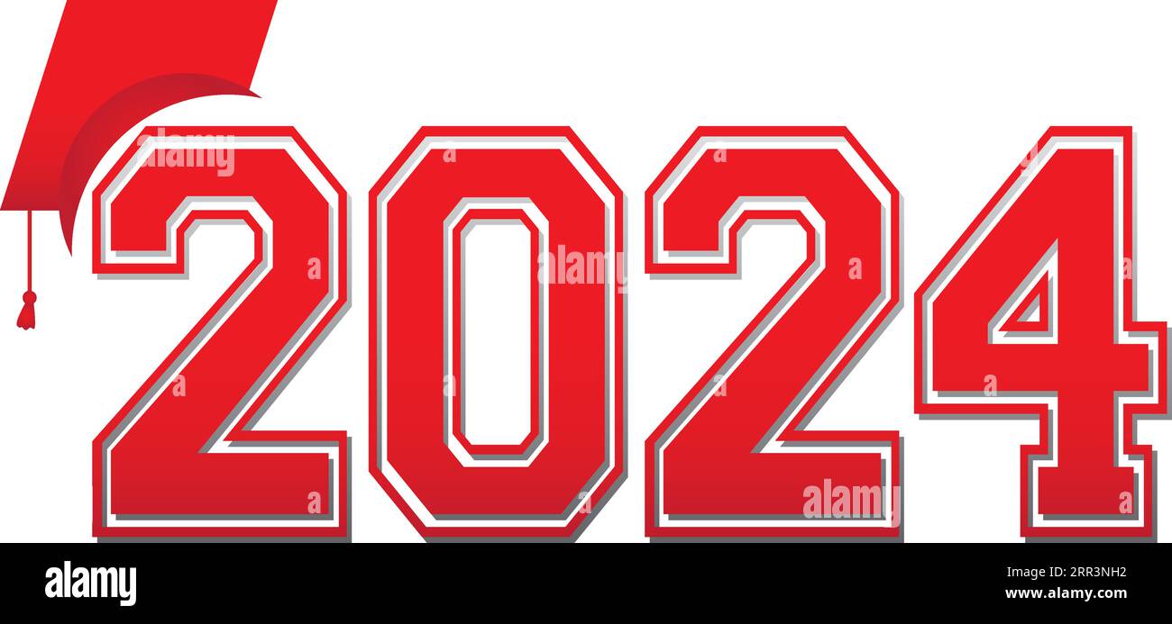 2024 Rote Graduierung Mit Logo Stock Vektor
